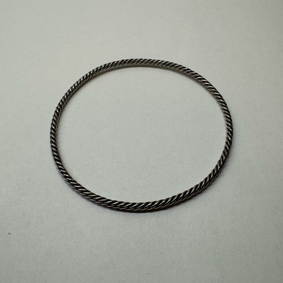 David Yurman Sterling Silver Crystal Color Classics Cable Bangle Bracelet - Picture 3 of 8